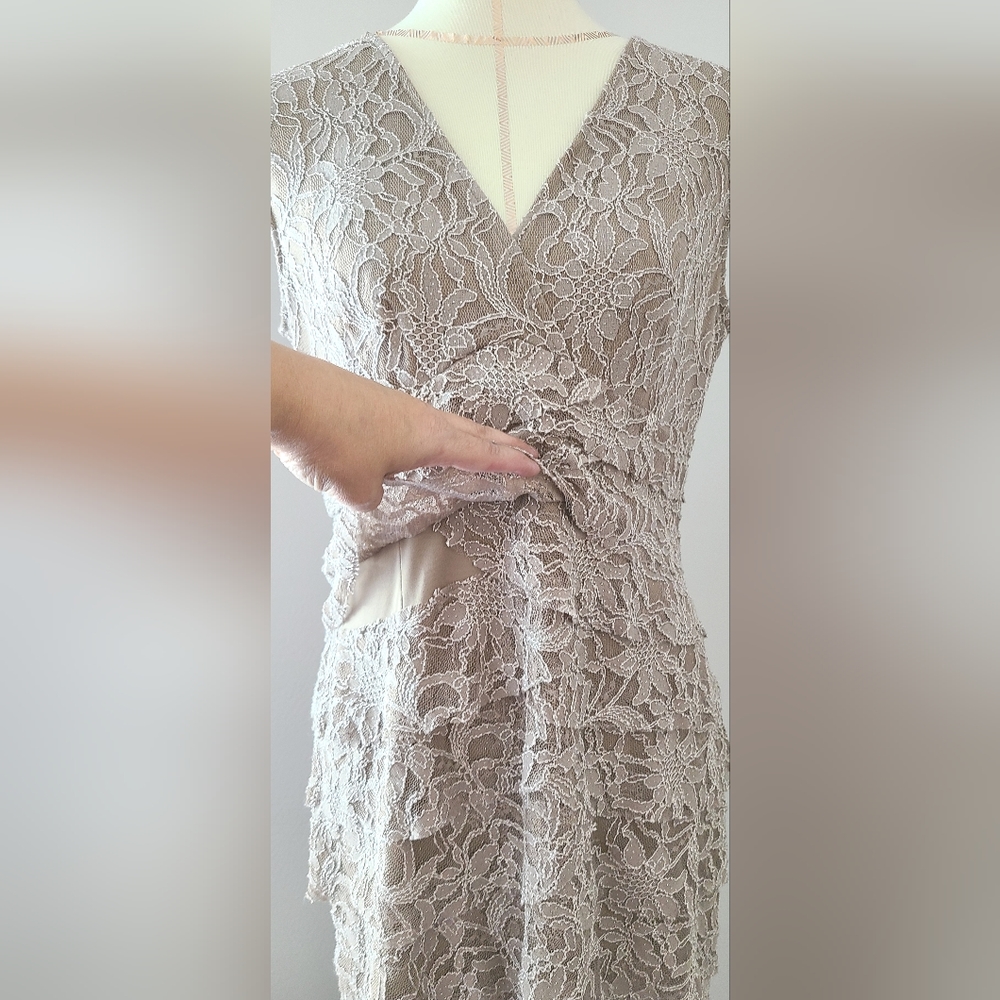 Woman's Jessica Howard Toupe Evening Dress with ruffle design - Picture 3 of 4